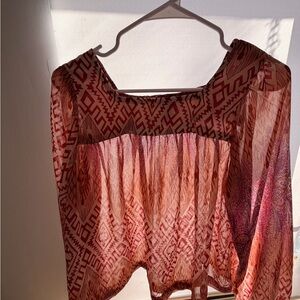 Geometric Patterned Pink Blouse